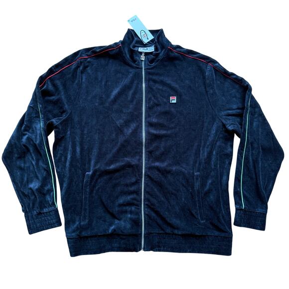 Fila Men's Black Velour Zip Up Track Jacket Deverall Size 4XL 90's Hip Hop NWT - Picture 2 of 8